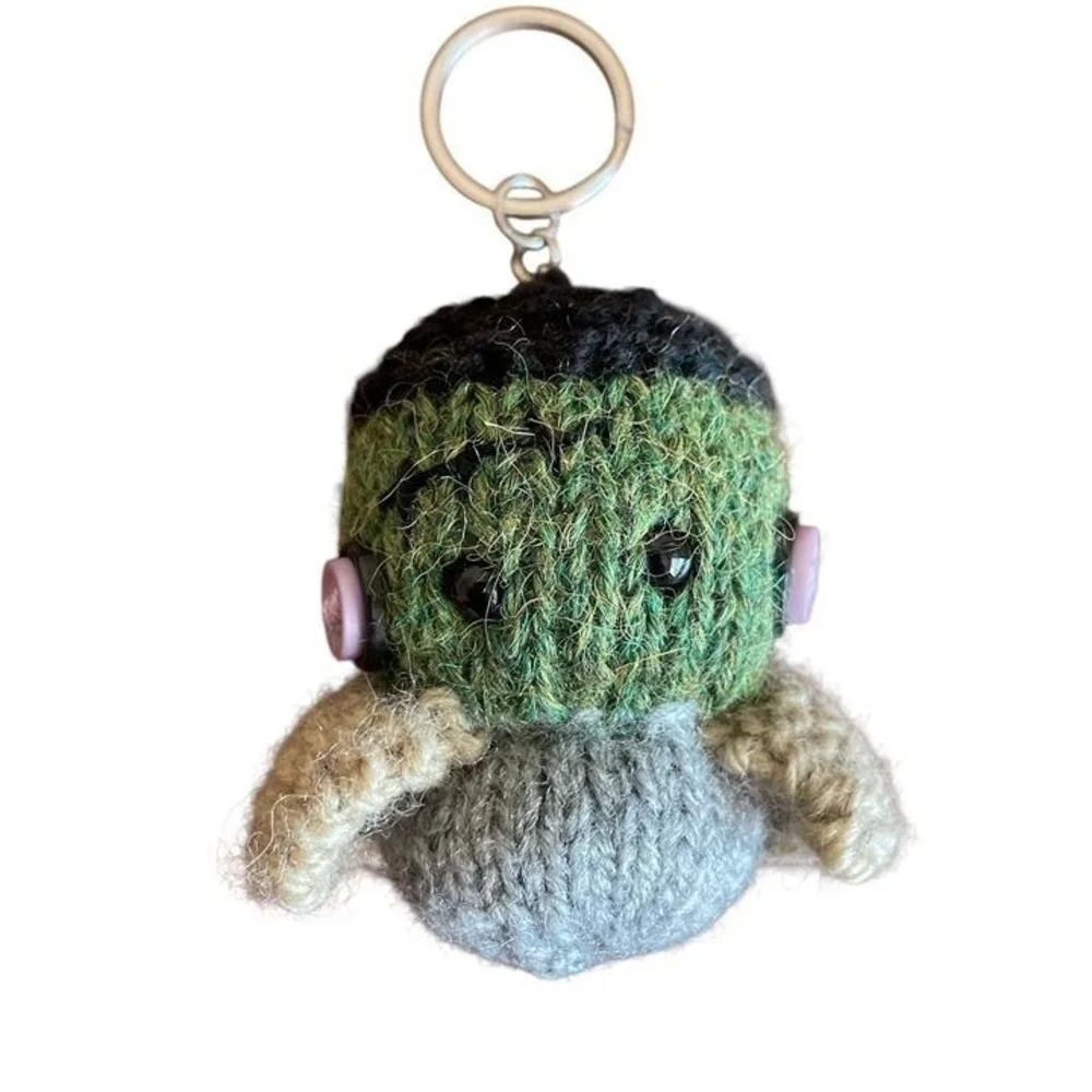 Frankenstein's Monster Keychain Bag Charms Keyring Halloween Accessory Knit Doll